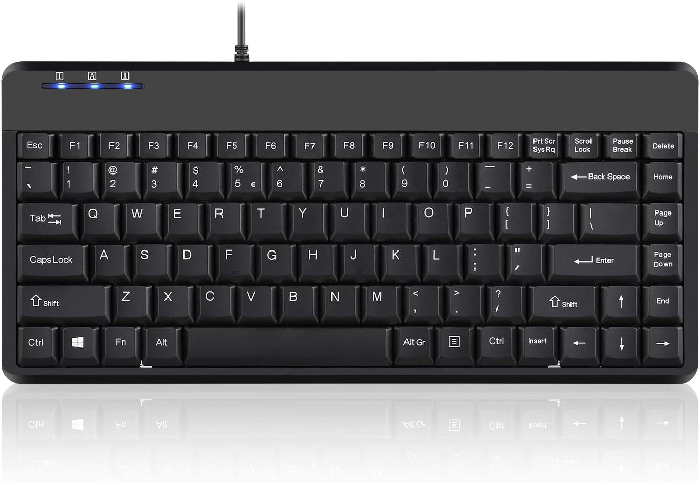Perixx PERIBOARD-409H Wired USB Mini Keyboard with 2 USB Hubs, Black, US English Layout image number 6
