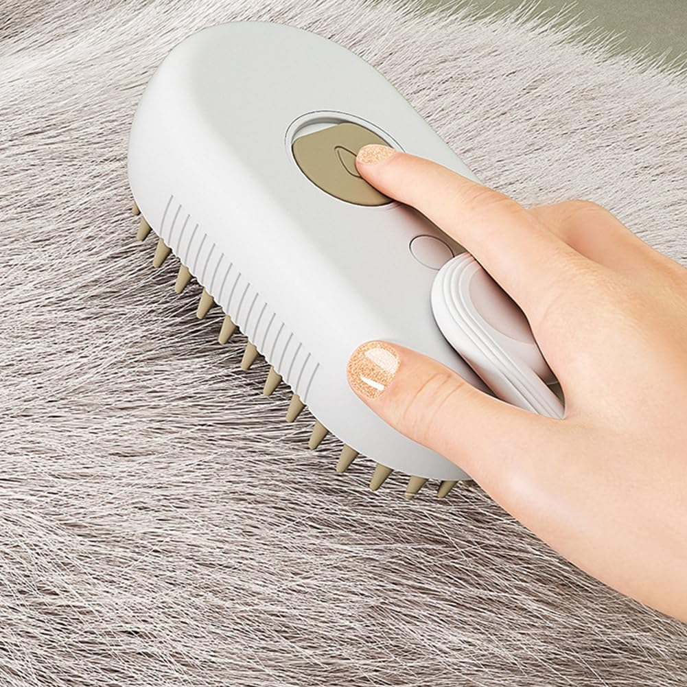 Cat Brush with Steam, Electric Spray Comb, Cat Steam Brush with Rotating Handle, USB Charging Brush for Cats, Dogs, Rabbits and Other Pets, White