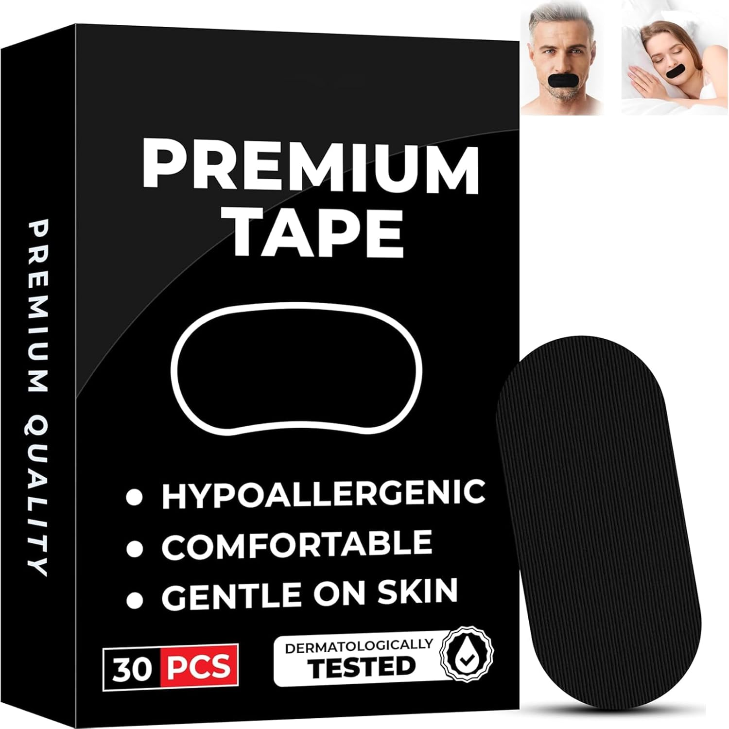 Mouth Tape for Sleeping,30 Pack Mouth Tape for Sleeping Specially Designed for Lip Contact,Prevent Mouth Breathing and Enhance Nasal Airflow,Improve Sleep Quality Snoring Aids for Men & Women