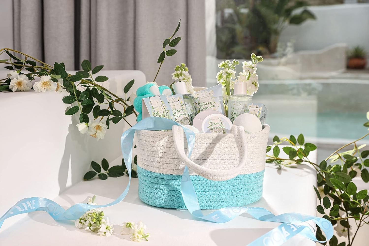 Bath Gift Set for Women - Luxurious 8 Pcs Bath Set with Jasmine Scented, Includes Bubble Bath, Shower Gel, Milk Lotion & Butter, Hand Soap and More, Perfect Women Gifts, Valentines Day Gifts image number 6