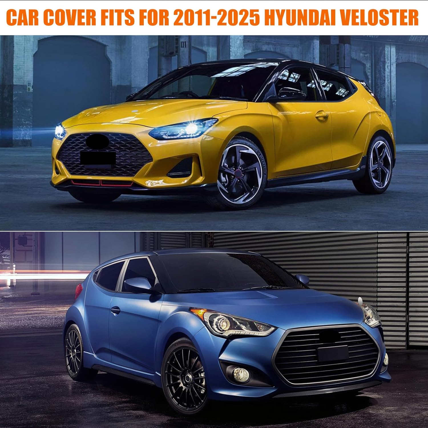 Waterproof Car Cover Replacement for 2011-2025 Hyundai Veloster, 6 Layers All Weather Car Cover with Zipper Door & Windproof Bands for Snow Rain Dust Hail Protection image number 6