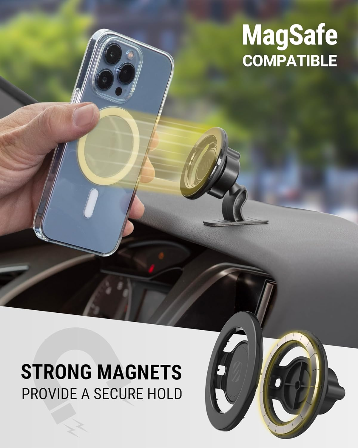 Scosche Magicmount SMSDV Magsafe Car Mount, Magnetic Cell Phone Holder, Phone Stand for Dash/Vent Compatible W/Iphone 15/14/13/12/Pro/Max/Plus/Mini/Mag Safe Accessories, Dashboard/Vent Phone Mount image number 4