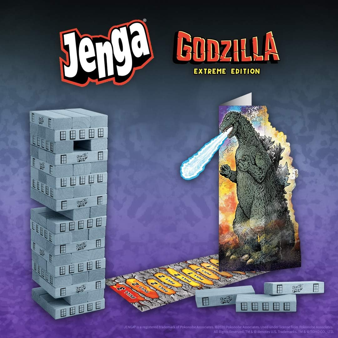 Jenga: Godzilla Extreme Edition | Based on Classic Monster Movie Franchise | Collectible Game with Unique Gameplay Featuring Movable Godzilla Piece image number 4