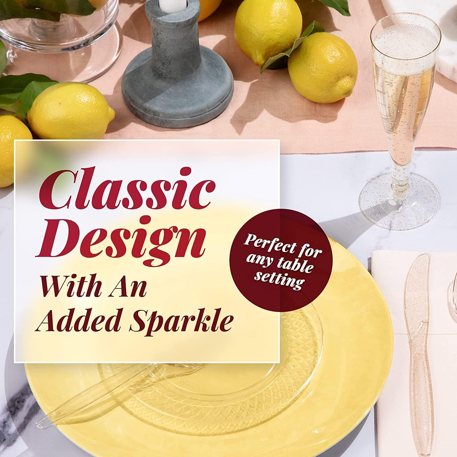 LATERN 60Pcs Plastic Champagne Flutes, 150Ml Gold Glitter Champagne Glasses Reusable Stemmed Party Wine Cups for Garden Wedding Anniversary Shower Parties (5 X 17Cm) image number 5