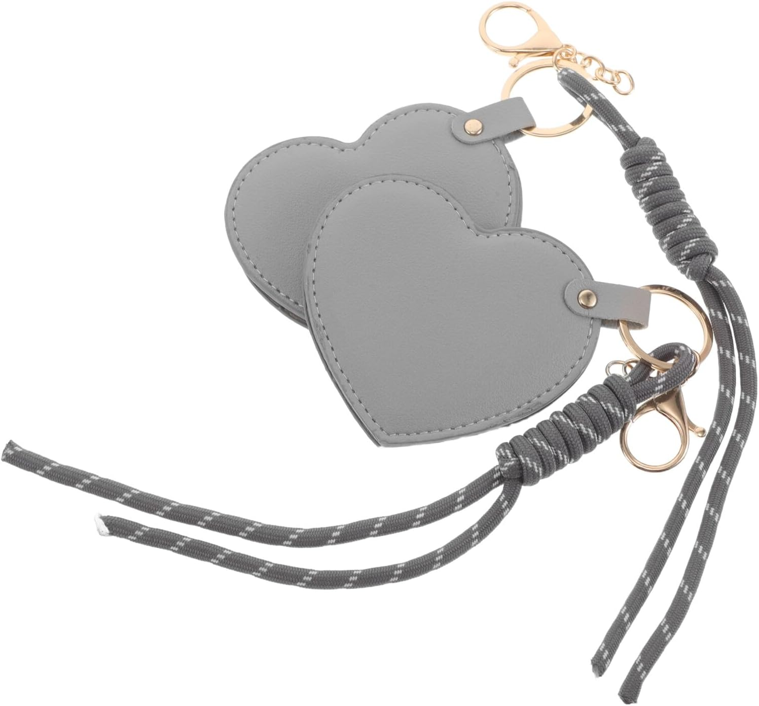 ERINGOGO 2Pcs Heart Shaped Mini Travel Compact Mirror with PU Leather Cover Rotating Handheld Makeup Mirror Keychain for Women and Portable Purse Accessory