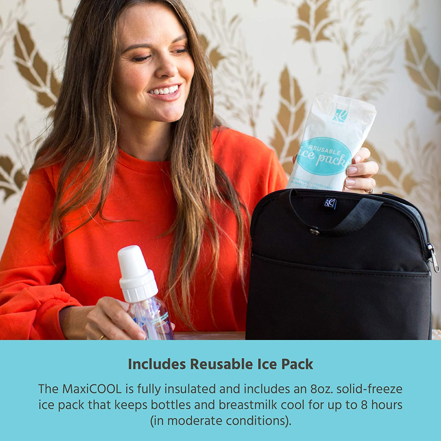 JL Childress Maxicool 4 Bottle Cooler, Black - Grey/Green image number 7