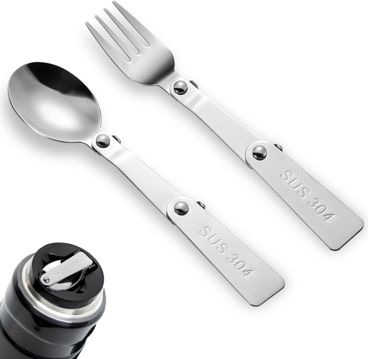 3Pcs Silver Forks Replacement for Food Jar 16 Oz, Multifunctional Foldable Replacement Portable Folding Forks Dishwasher Safe Metal Serving for Picnic School Travel Outdoor Insulated Food Jars