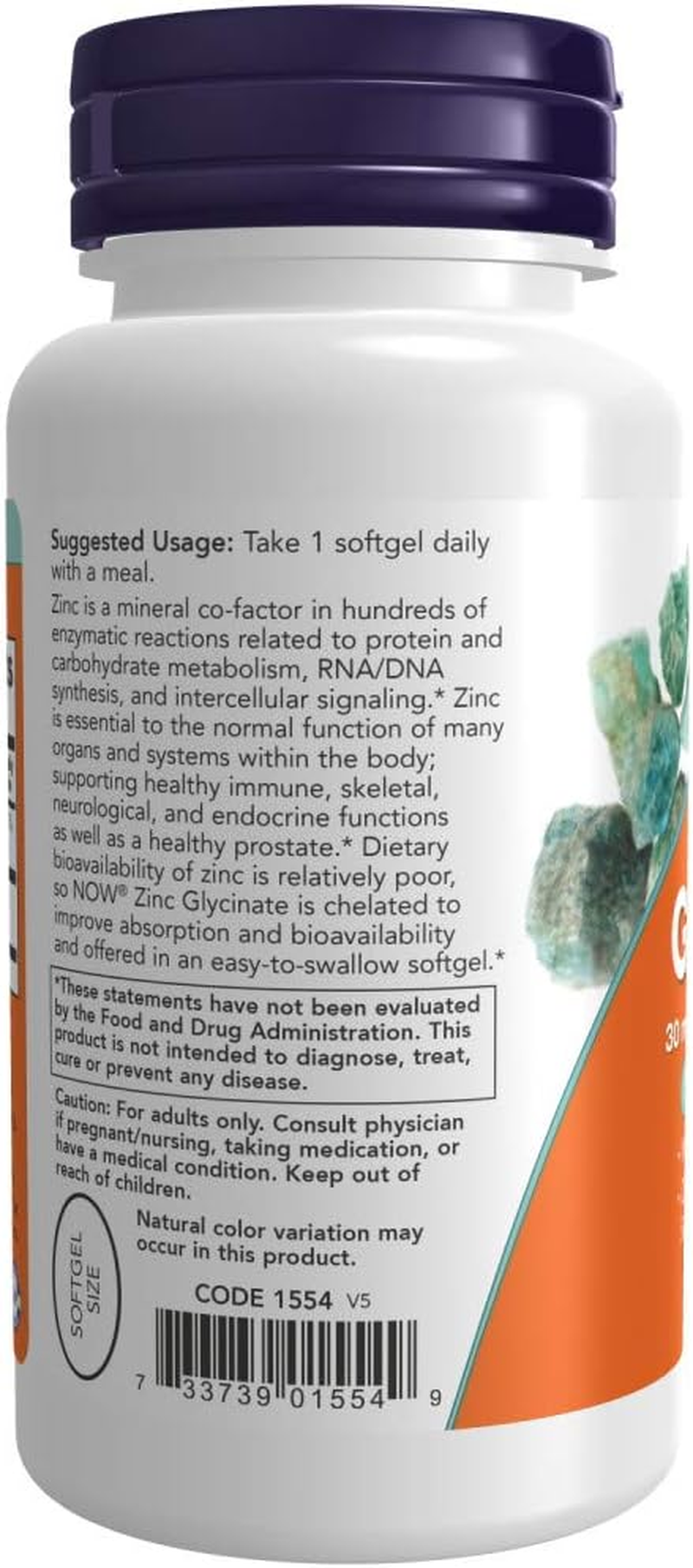 NOW Foods Zinc Glycinate - 120 Softgels image number 3