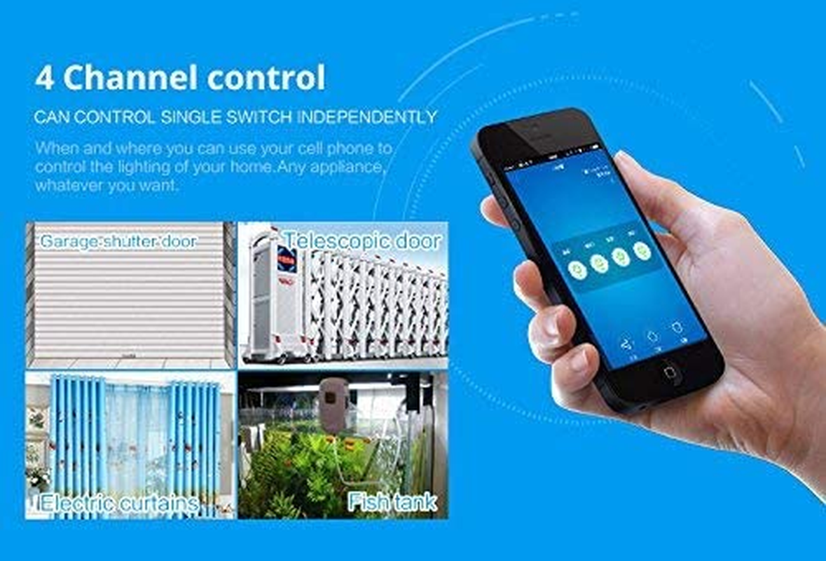 4 Channel Wifi Momentary Inching Relay Self-Lock Switch Module,Diy Wifi Garage Door Controller (5-32V) image number 4
