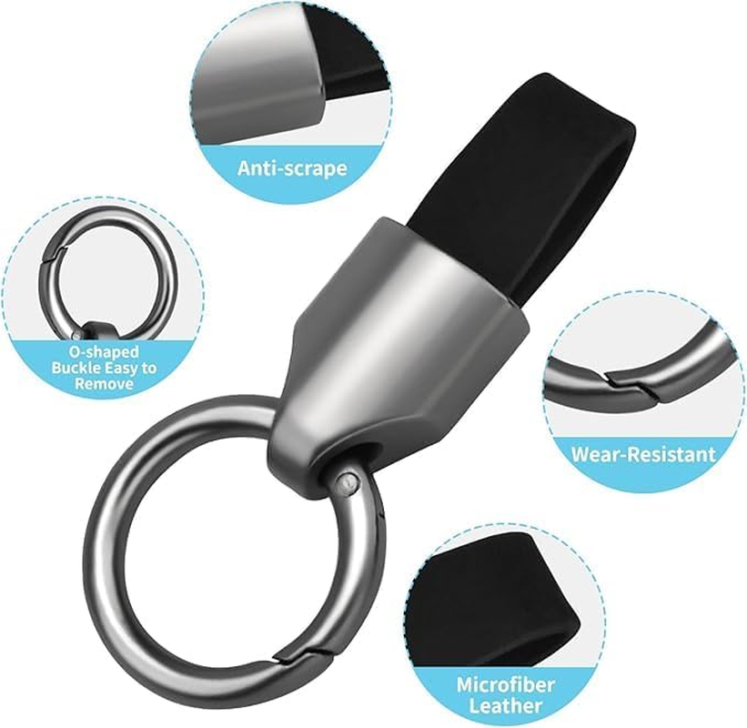 Car Key Chain Ring Clip Universal Detachable Leather,Small Key Fob Accessory with O-Ring Keyrings image number 3