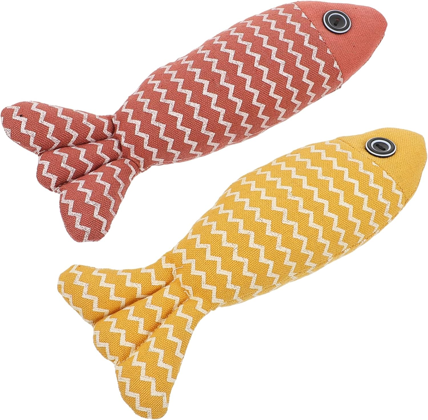 Sosoport 2Pcs Interactive Fish Model Cat Teaser Toys for Indoor Cats Realistic Catnip Stuffed Fish Pillows Yellow to Play and Exercise image number 2