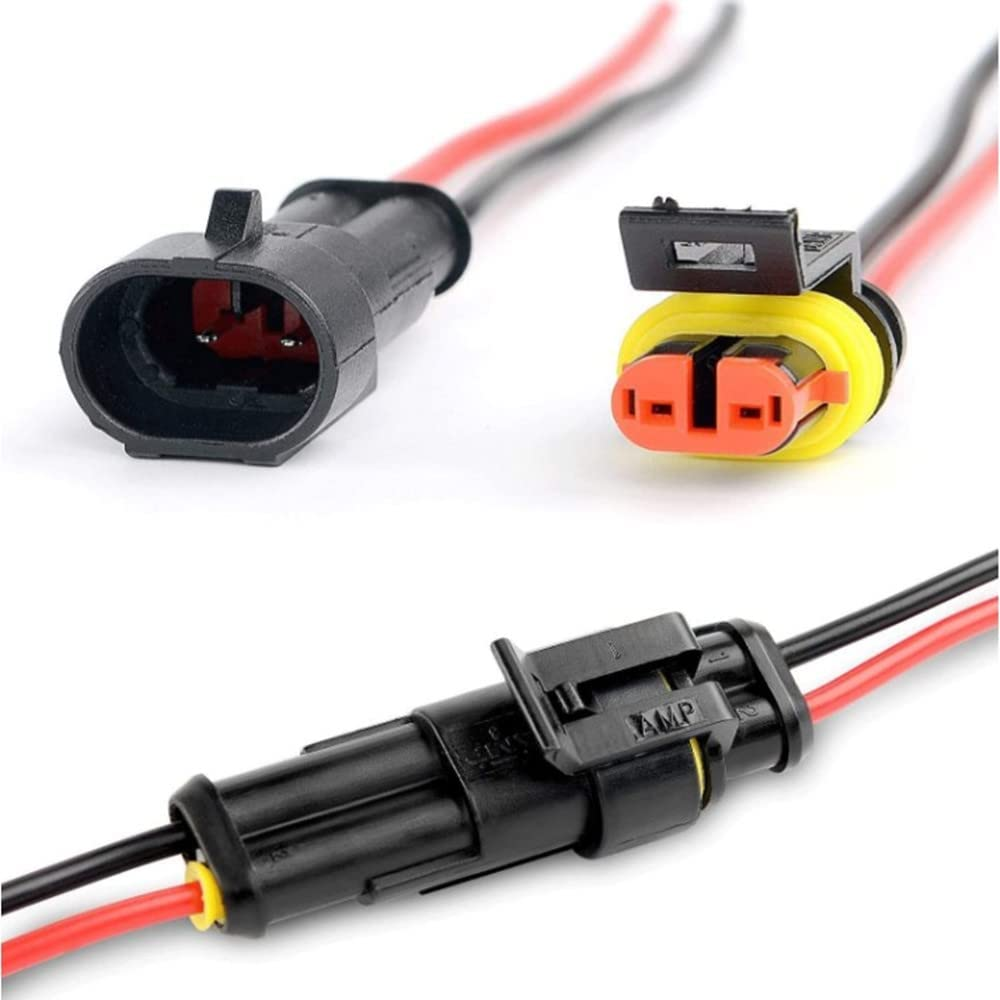 Lehom 10 Pack 2 Pin Way 20AWG Car Waterproof Electrical Connector Plug Socket Kit with 10Cm Wire AWG Marine 1.5Mm Series Terminal Connector image number 1