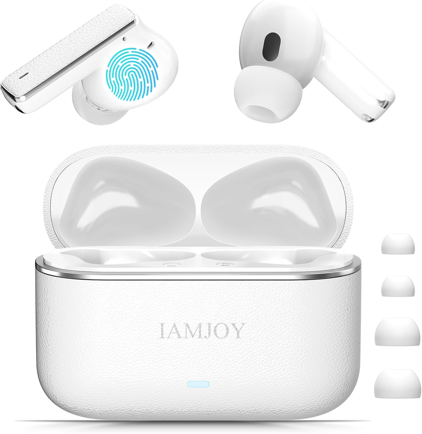 IAMJOY Language Translation Earbuds, 134 Language & Accents Two-Way Translator Device Built-In 6 Mics, 42Db Hybrid Dual Noise Cancelling Earbuds for Travel Business Learning, White