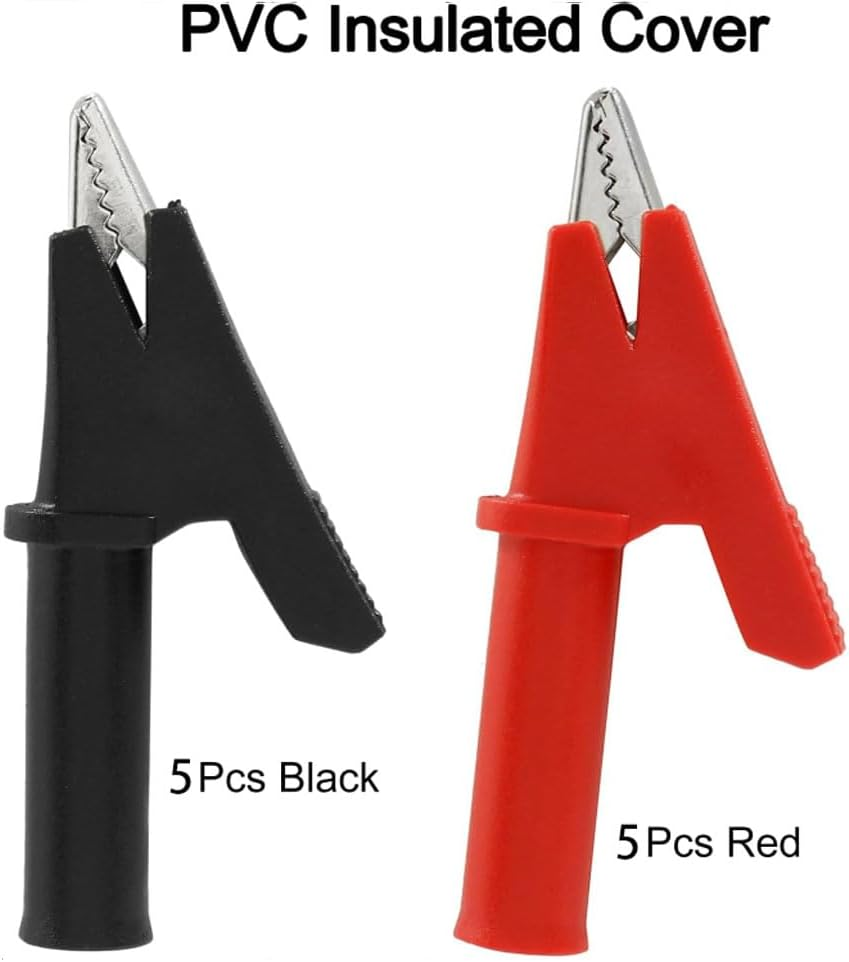 Leanockesa 10Pcs Insulated Alligator Clips with 4Mm Banana Jack, 30A Copper Test Clamps for Electrical Testing, Labs Full Insulated Crocodile Clips Wire Connectors image number 6