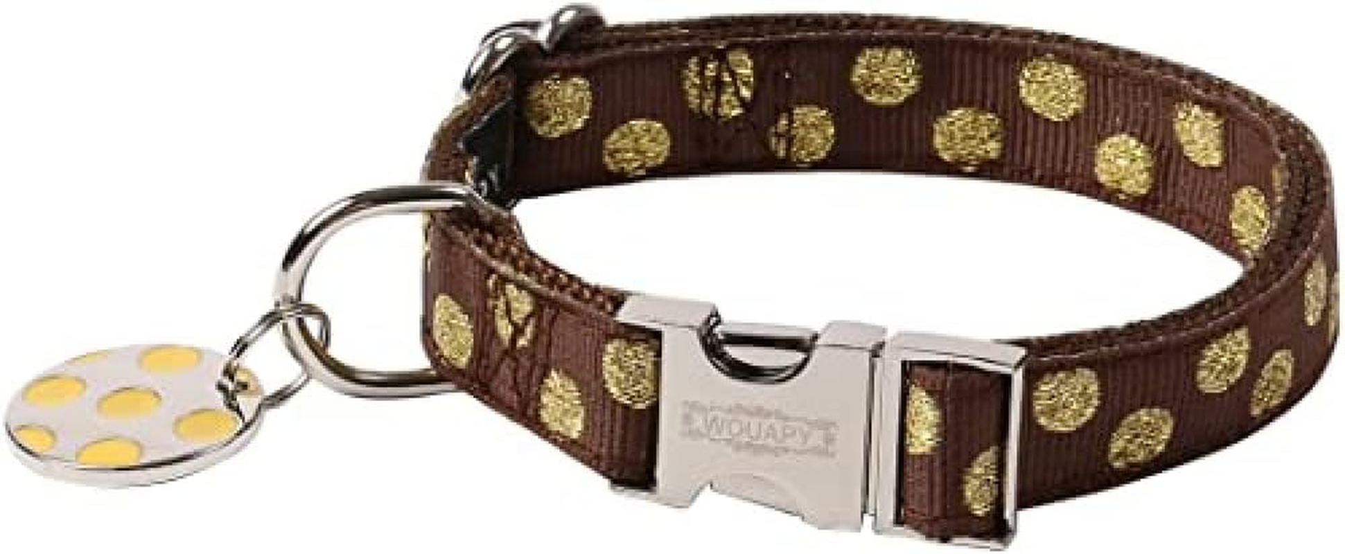 Wouapy Wouapy Polka Dots Collar for Dog, Brown Collar in 15 Mm Width for Neck of 24/38 Cm