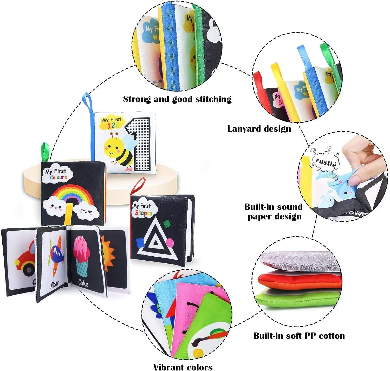 Hapavis My First Soft Book Baby Cloth Books Early Education Toys Activity Crinkle Cloth Book for Toddler Infants and Kids image number 3