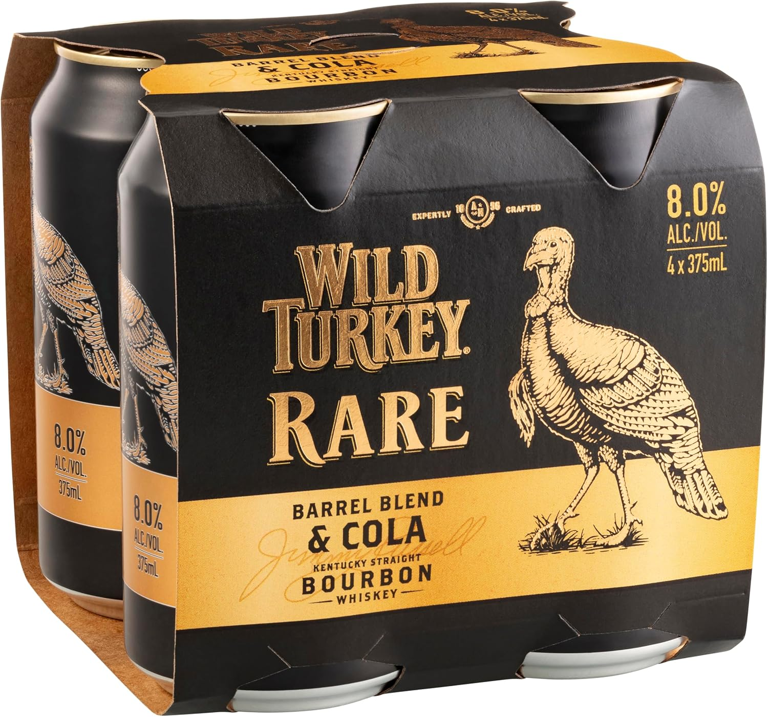 Wild Turkey Rare Bourbon and Cola 8% Can 375 Ml (Pack of 4)