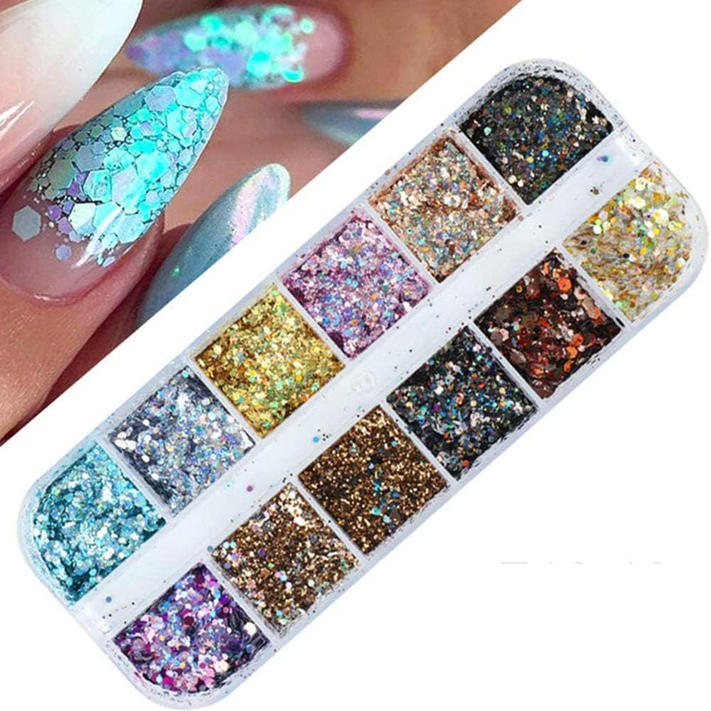 3 Boxes 36 Colors Nail Sequins Shiny 3D Nail Glitter Flakes Manicure Make up DIY Nail Art image number 4