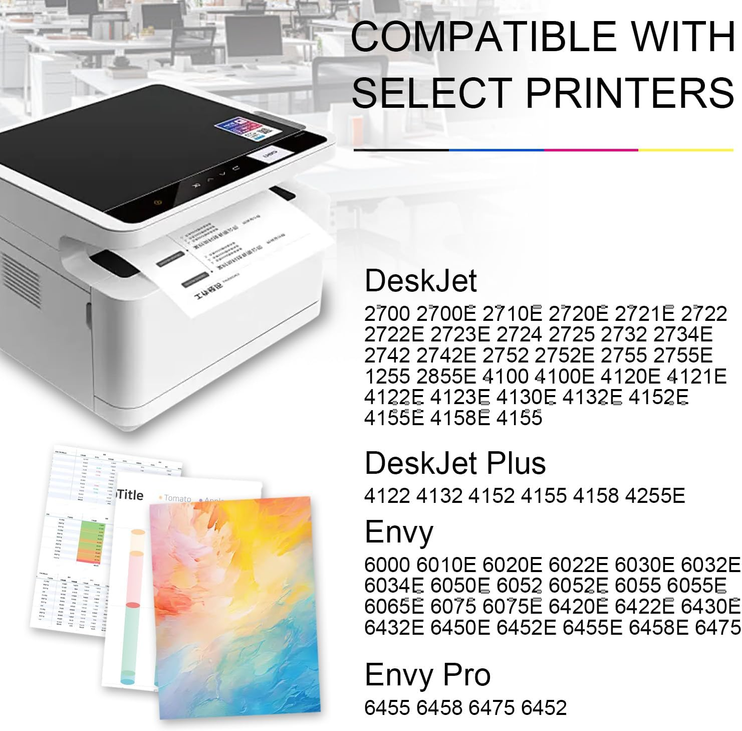 67XL Black High-Yield Ink Cartridges Replacement for HP Ink 67 67 XL for Deskjet 2700 2755E 2700E 4155E 4155 4100 Envy 6000 6055E 6400 6455E Printer (1 Black) image number 1