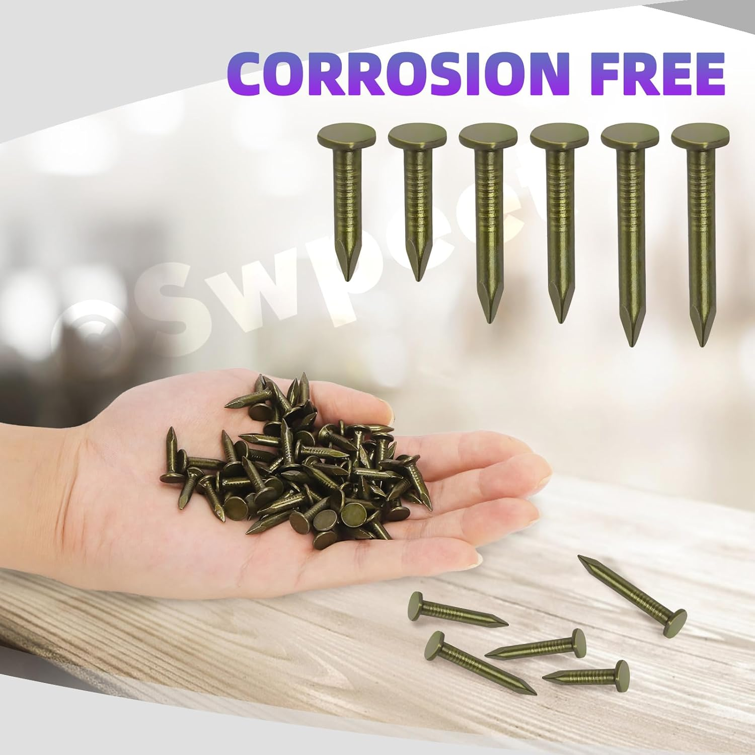 Swpeet 400Pcs 3 Sizes 3/4'' 1'' 1-1/4'' Roofing Felt Lacquered Nails Assortment Kit, Steel Roofing Felt Lacquered Nails Used to Fasten Roofing Felt, Asphalt Shingles and Insulation Board image number 1