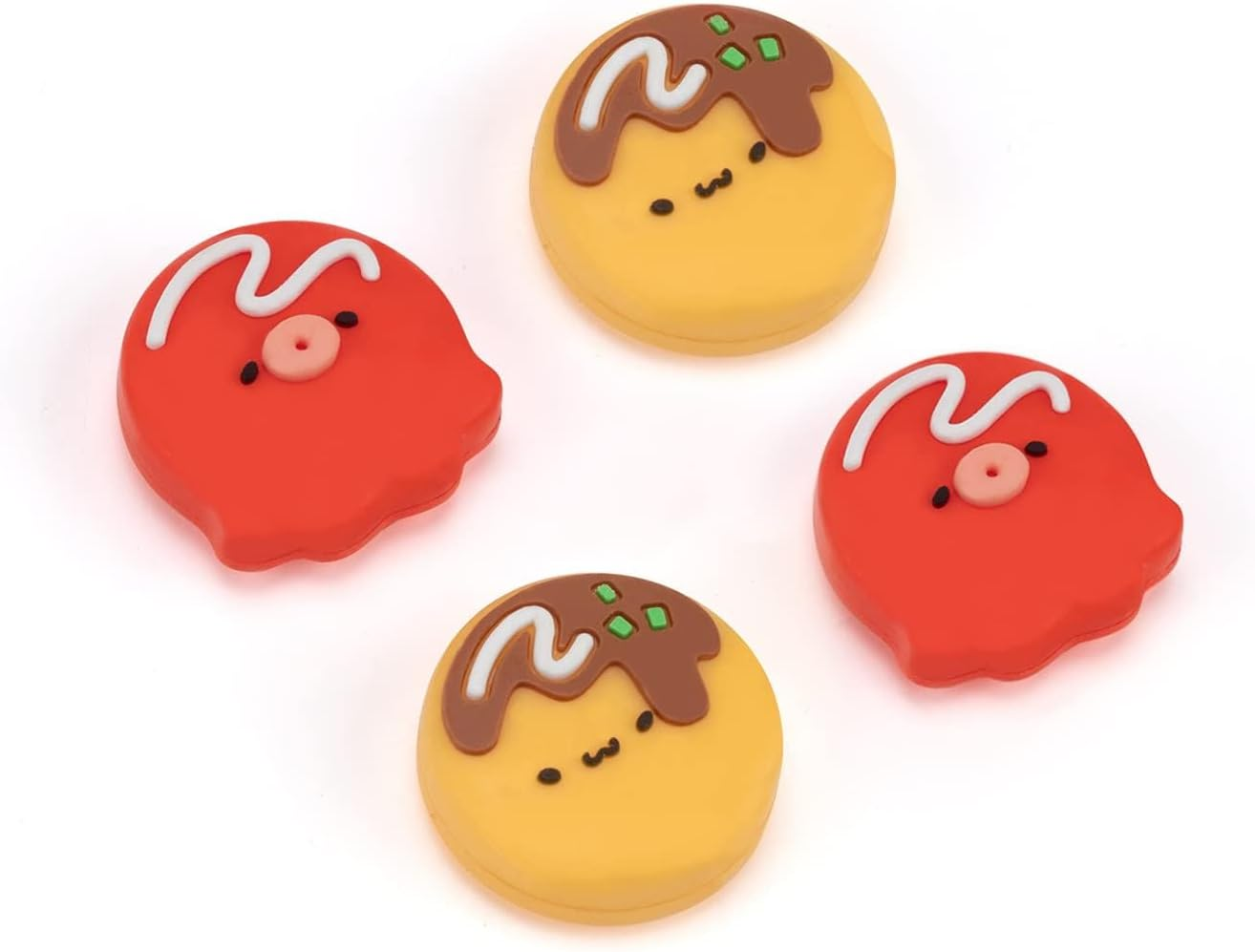 Geekshare Cute Thumb Grip Caps Compatible with Switch/Oled/Switch Lite,Soft Silicone Joystick Rocker Cover,4Pcs- Takoyaki image number 2