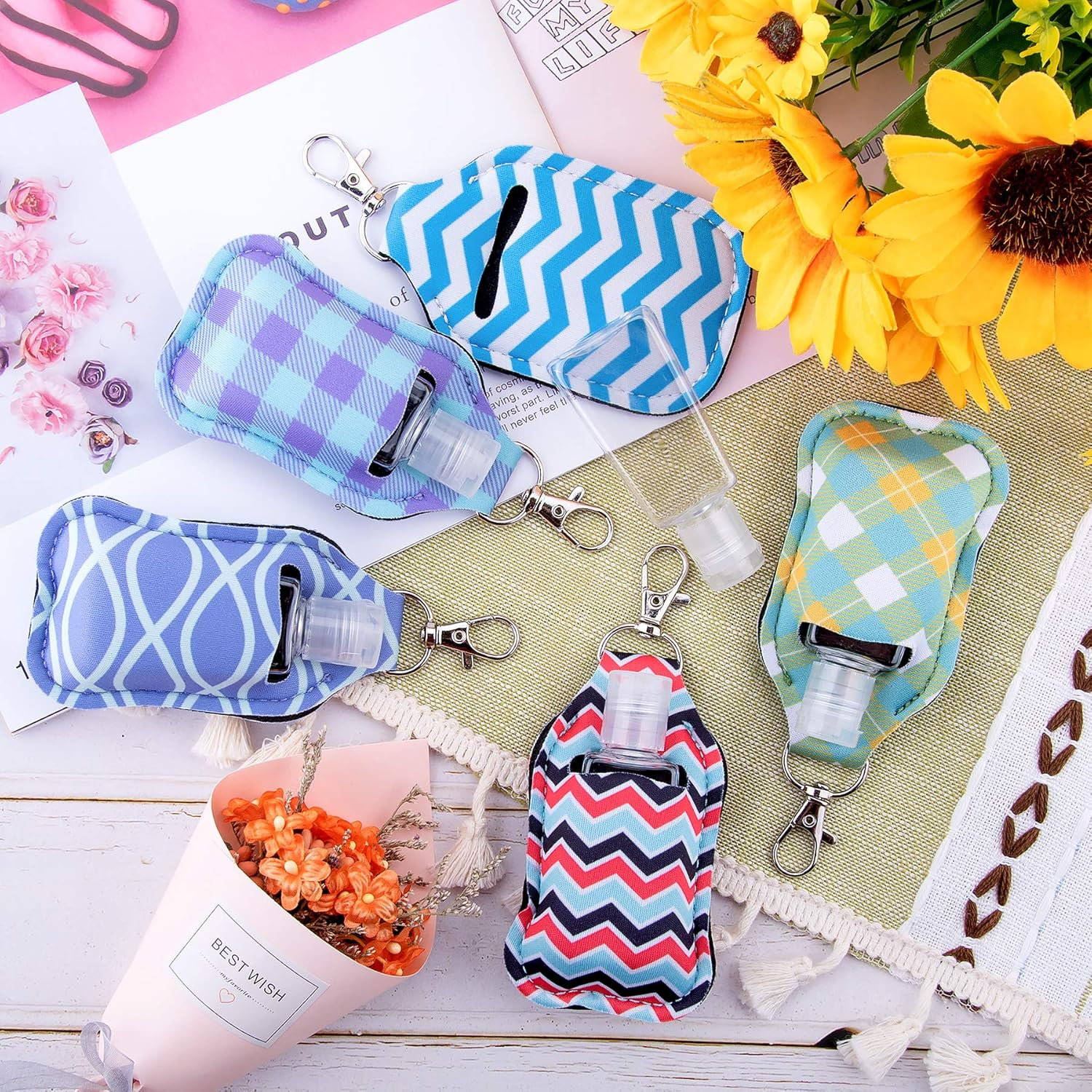 Duufin 40 Pieces Hand Sanitizer Keychain Holders Set with 20 Pieces Hand Sanitizer Holder and 20 Pieces Empty Travel Bottles image number 2