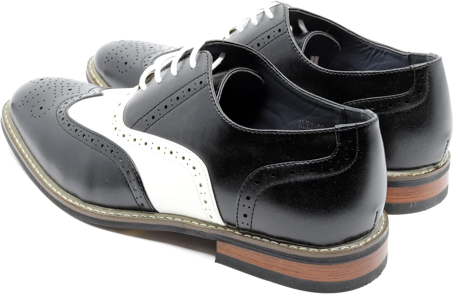 Men'S Two Tone Spectator Wingtip Perforated Lace up Oxford Dress Shoes ALEX-08 image number 5