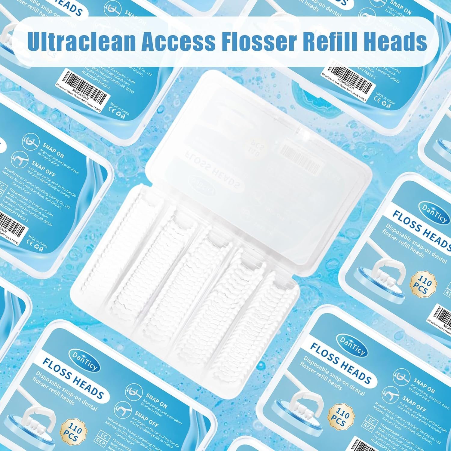 Ultraclean Access Flosser Refill Heads Snap-On Dental Flosser Refill Heads for Proper Oral Care & Hygiene 110PCS image number 1