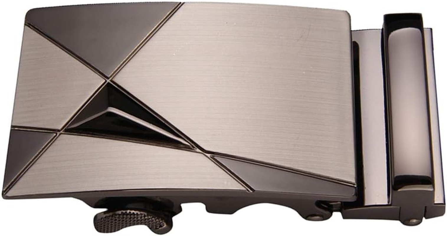 F Fityle Metal Automatic Slide Buckle Replacement Ratchet Belt Buckle Formal Business Belt Accessories for Men