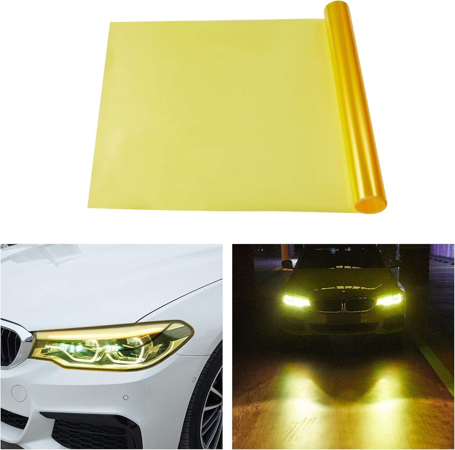 TOMALL 78.7''X12'' Golden Yellow Vinyl Film for Car Headlight Taillight Fog Lights Tint Self Adhesive Decals Sports Modification Car Stickers (Golden Yellow)