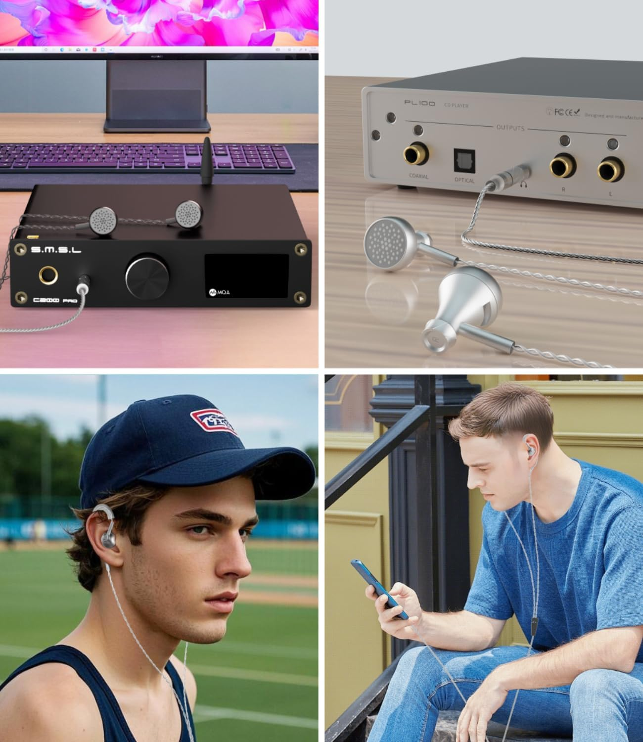 AOSHIDA E60 Wired Earbuds, Iems In-Ear Earphones, Flat Head Earbud Noise Isolation Corded Earphone for 3.5Mm 4.4Mm 6.35Mm Jack with Case No Mic for Phone/Pc/Mp4 Player/Headphone Amp image number 4