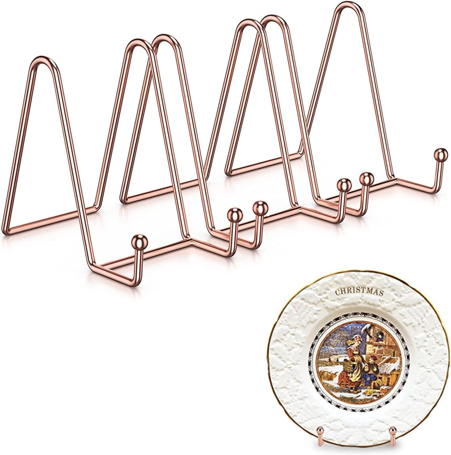 MEZOKUCEL3 Pack Metal Display Stand, Decorative Plate Stand Holder, Premium Frame Holder Stand for Picture Book Photo Easel Tablets and Artistic Work (6 Inch, Rose Gold)