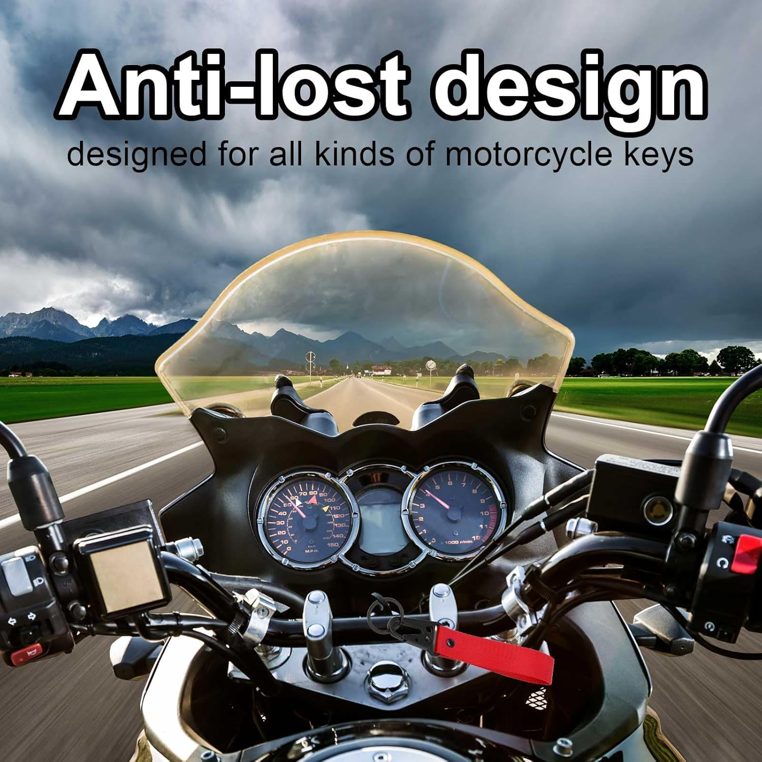 Gosknor 2Pcs Motorcycle Keychains, Black & Red Fabric Key Chain Stylish Motorcycle Key Tag Motorcycle Lanyard for Keys Anti-Lost Key Ring for Men Women Cars Motorcycles Bikes, Red image number 3