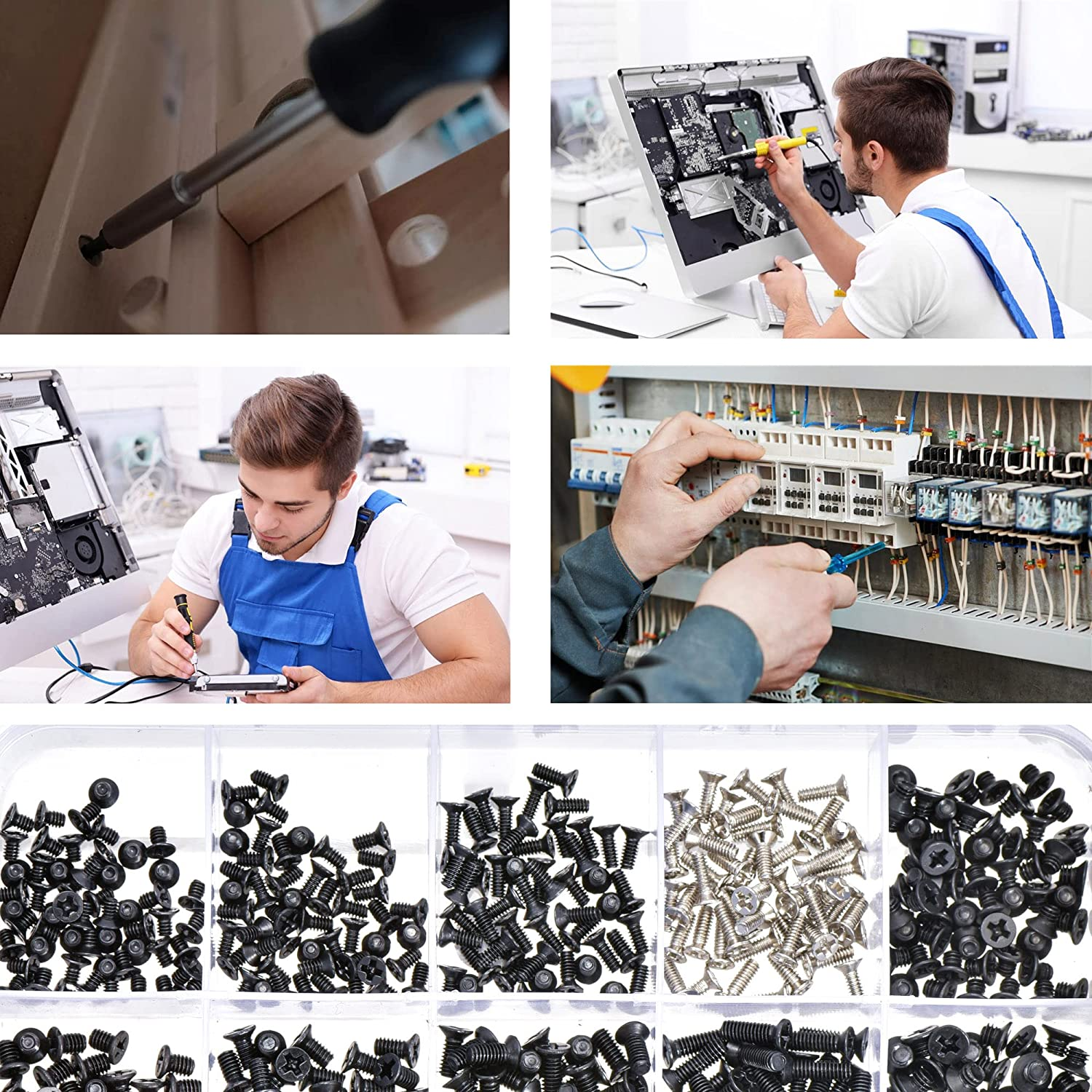 Yenghome 498 Pcs M2 M2.5 M3 Notebook Computer Laptop Screws Repair Replacement Kit,Flat Head PC Screw Assortment,Countersunk Repair Accessory