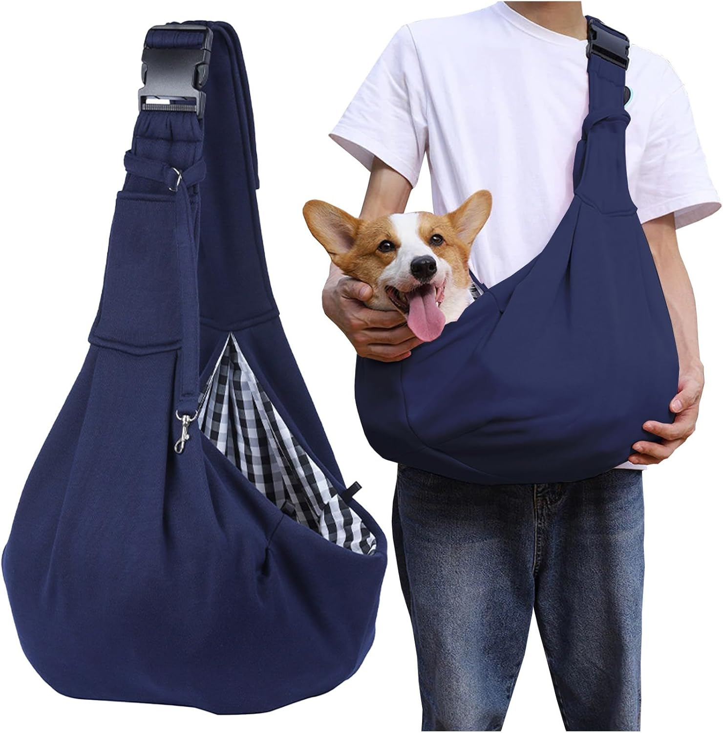Dog Bag for Small Dogs Dog Carry Bag up to 8 Kg Cat Shoulder Bag for Walking Blue Navy image number 5