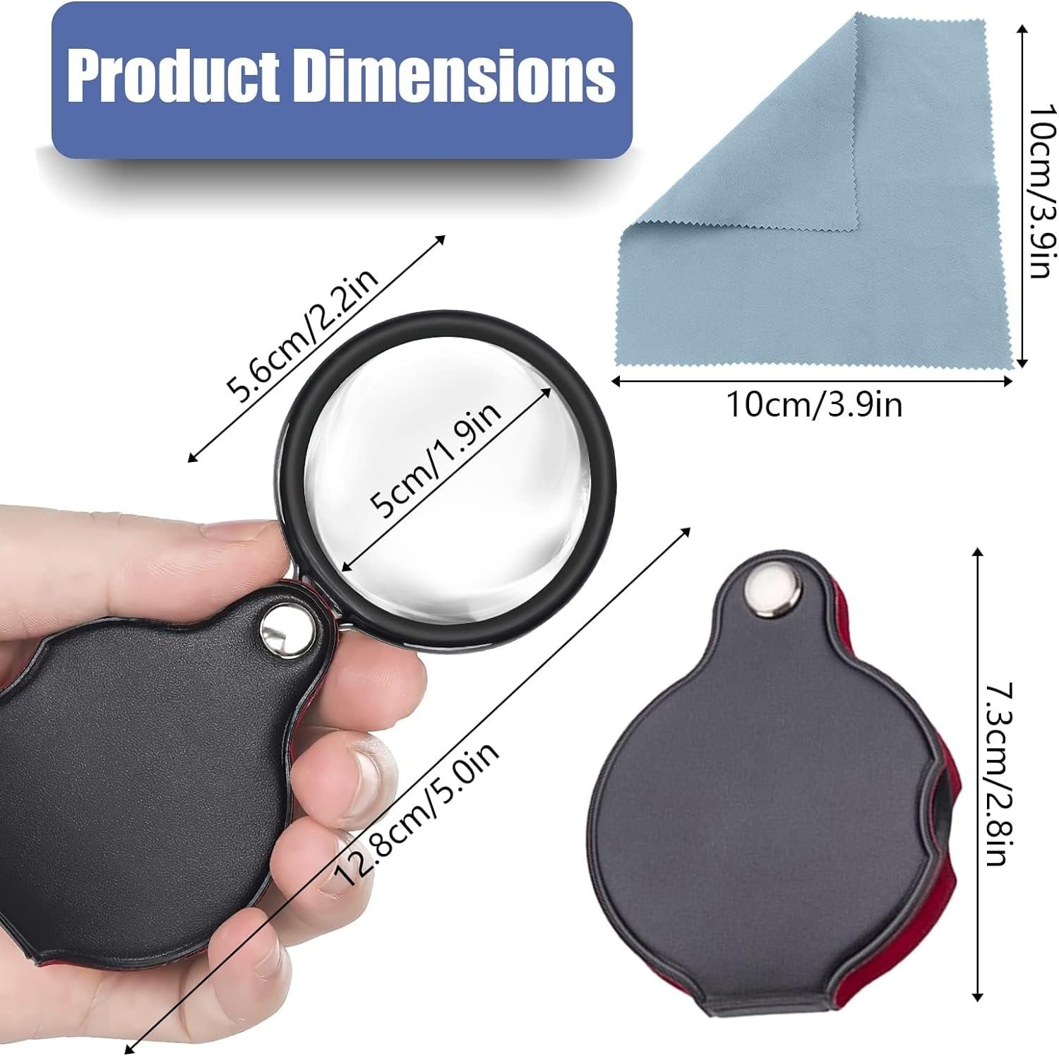Magnifying Glass, 2 Pcs 8&times; Pocket Magnifying Glass with Rotating Protective, Pocket Magnifier for Reading, Books, Jewelry (50Mm/2Inch) image number 4