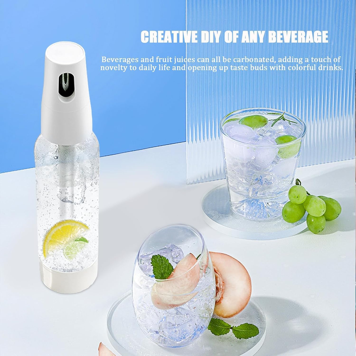 Portable Soda Siphon, 1L Travel Sparkling Water Maker Machine for Home & Outdoor, Soda Maker for Cocktails or Fizzy Drink,Use 8 Gram CO2 Cartridges (Not Included)
