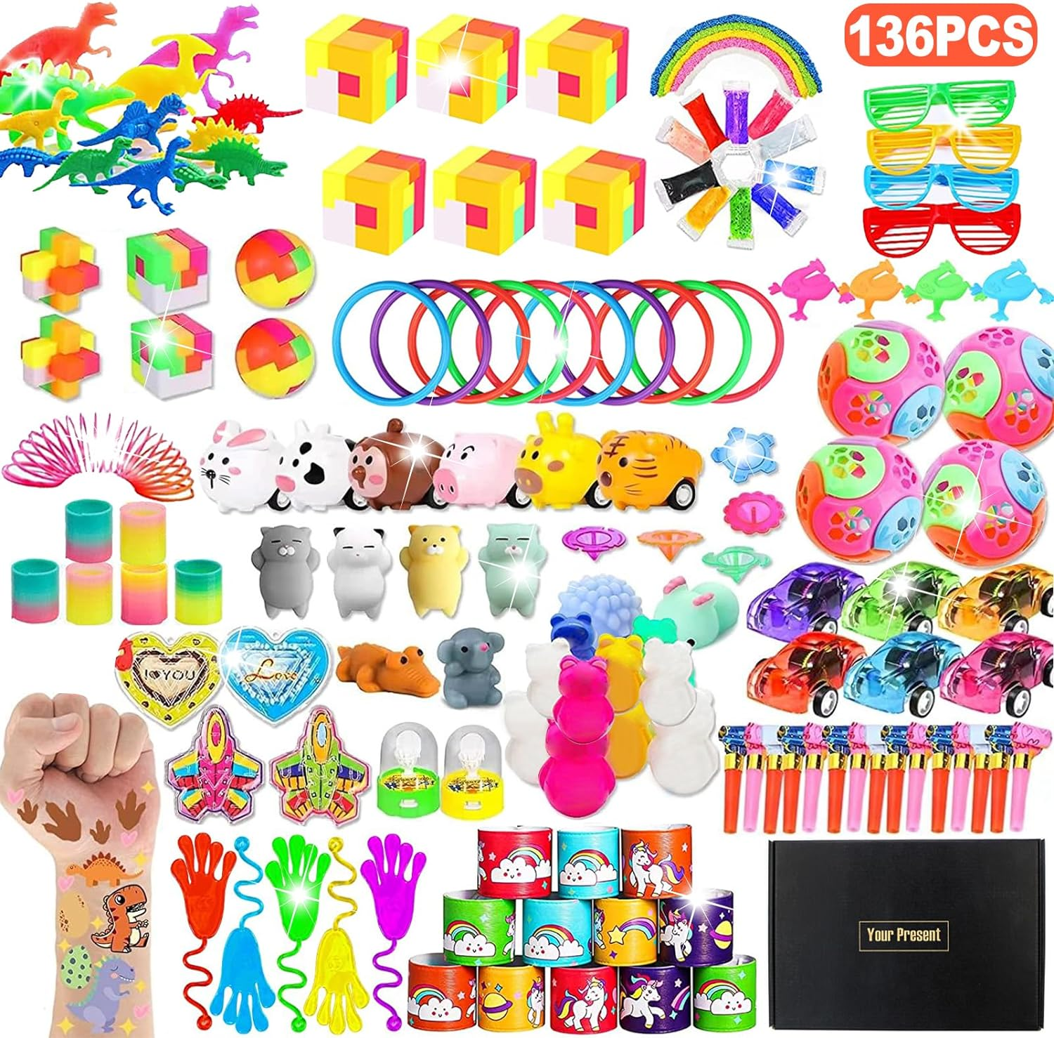 136 Pcs Party Favours for Kids Prize Box 6-8 8-12, Birthday Gifts Toys, Treasure Chest Toys, Carnival Prizes, Kids Classroom Rewards, Stocking Stuffers, Goodie Bag Items for Kids image number 3