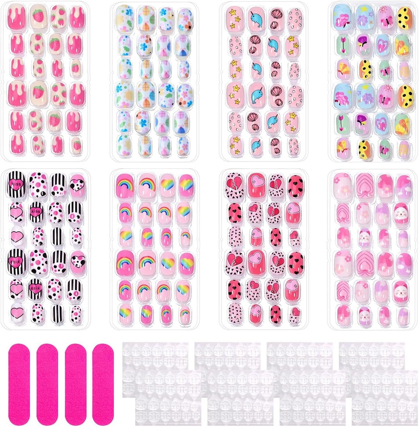 192 Children'S Nail Art Stains, Cartoon Pattern Design, DIY Nail Accessories, Cute Nail Decoration (With Glue Stickers, Nail Rub Strips) image number 5