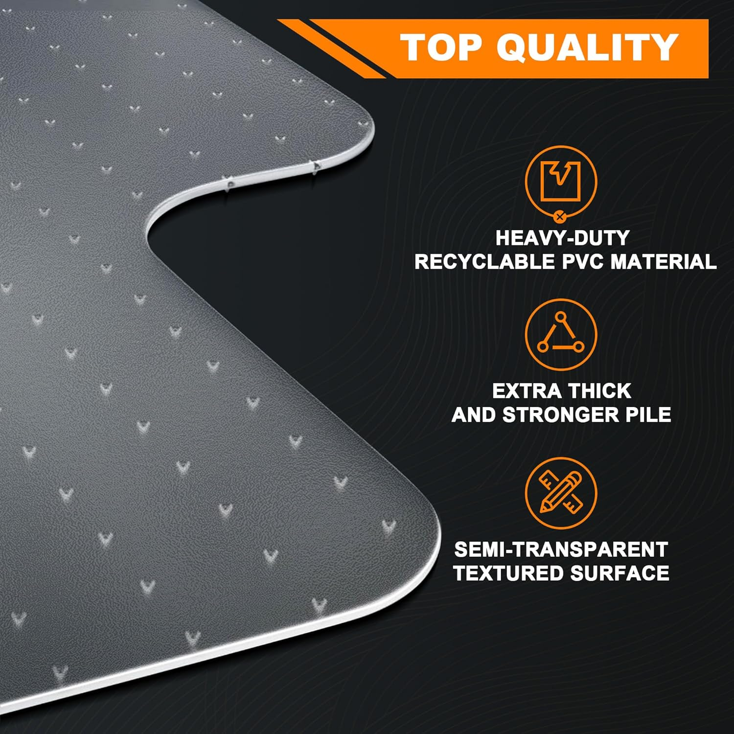 Office Chair Mat for Carpeted Floors 90X120Cm with Lip, Low to Medium Pile, PIONIQUS Heavy Duty Carpet Protector for Office Gaming Desk Chair, Transparent Thick Desk Chair Mat (Not for Hard Floor) image number 6
