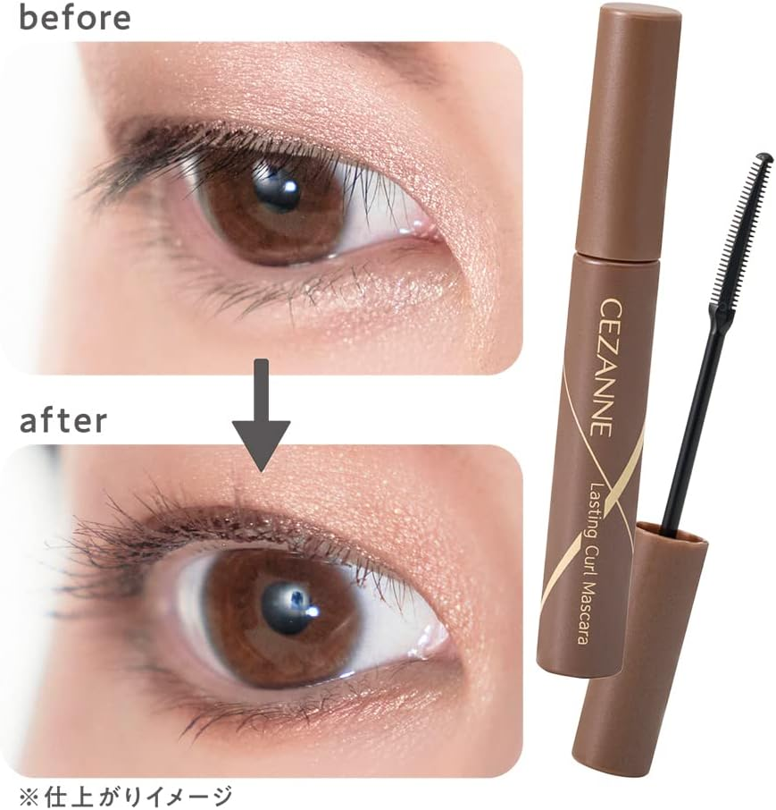 Cezanne Durable Curl Mascara, 02, Brown, 0.2 Oz (5.0 G), Smear-Resistant, Long, Fiber Blend, Double Comb, Shedding Brown, Strong Curl - Black image number 4