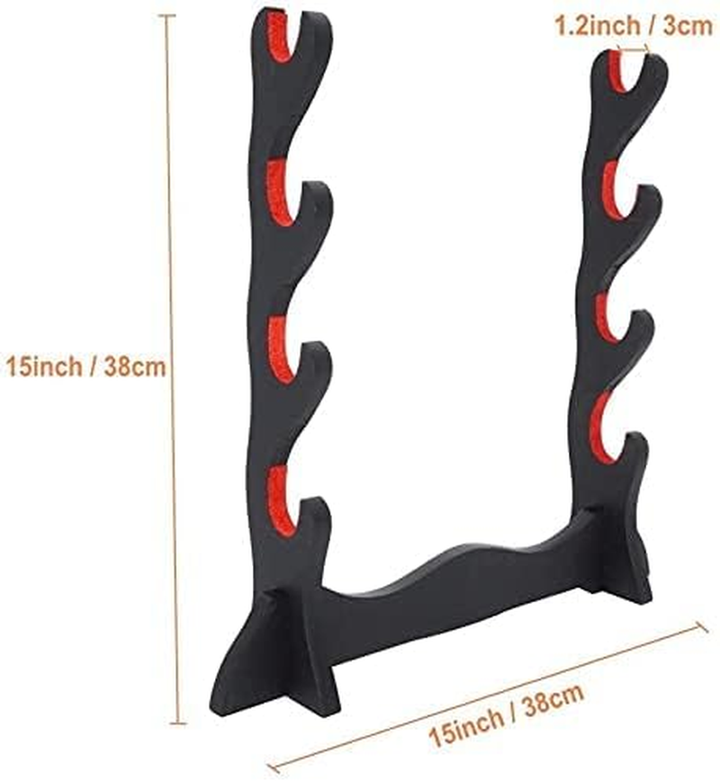 Rhosword Velvet Padded Katana Stand, Wooden Sword Holder, Black, 14.6 Inch image number 5
