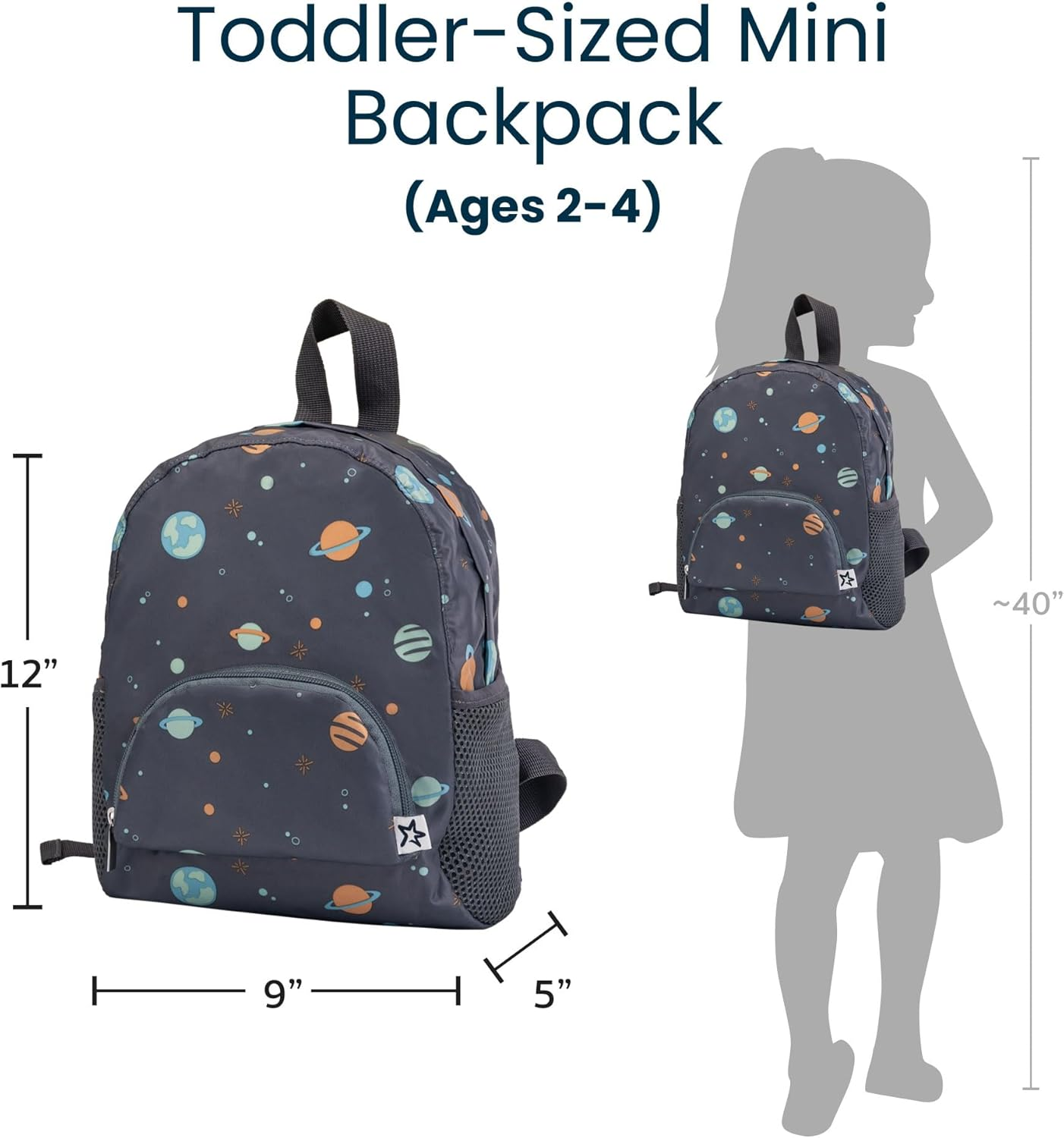 Tiny Twinkle Toddler Backpack &ndash; Lightweight, Waterproof, Folds up into Pouch. Great for Travel, Daycare, Beach, Swim School image number 2