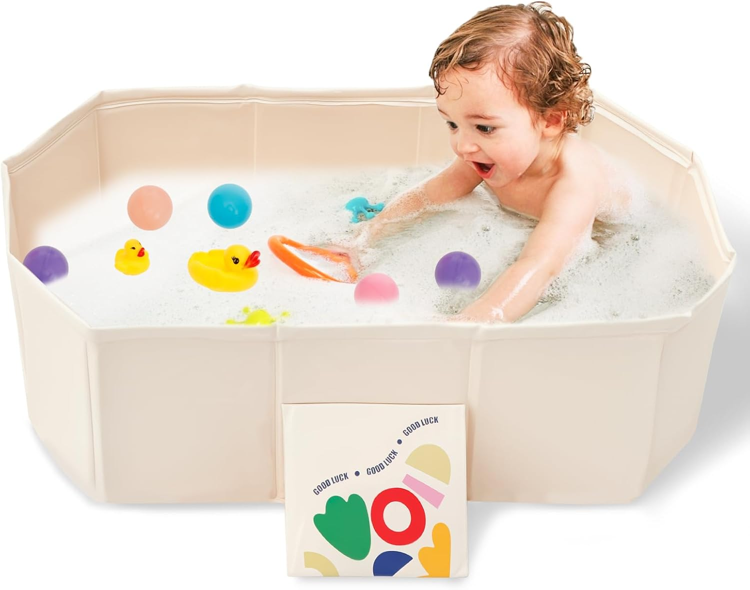 Collapsible Baby Bathtub, Foldable and Portable Baby Bath Tub, Sturdy & Thick PVC Pet Bathing Tub, Space Saving Small Baby Tubs for Home Use Toddler Pet and Infant (Color B)