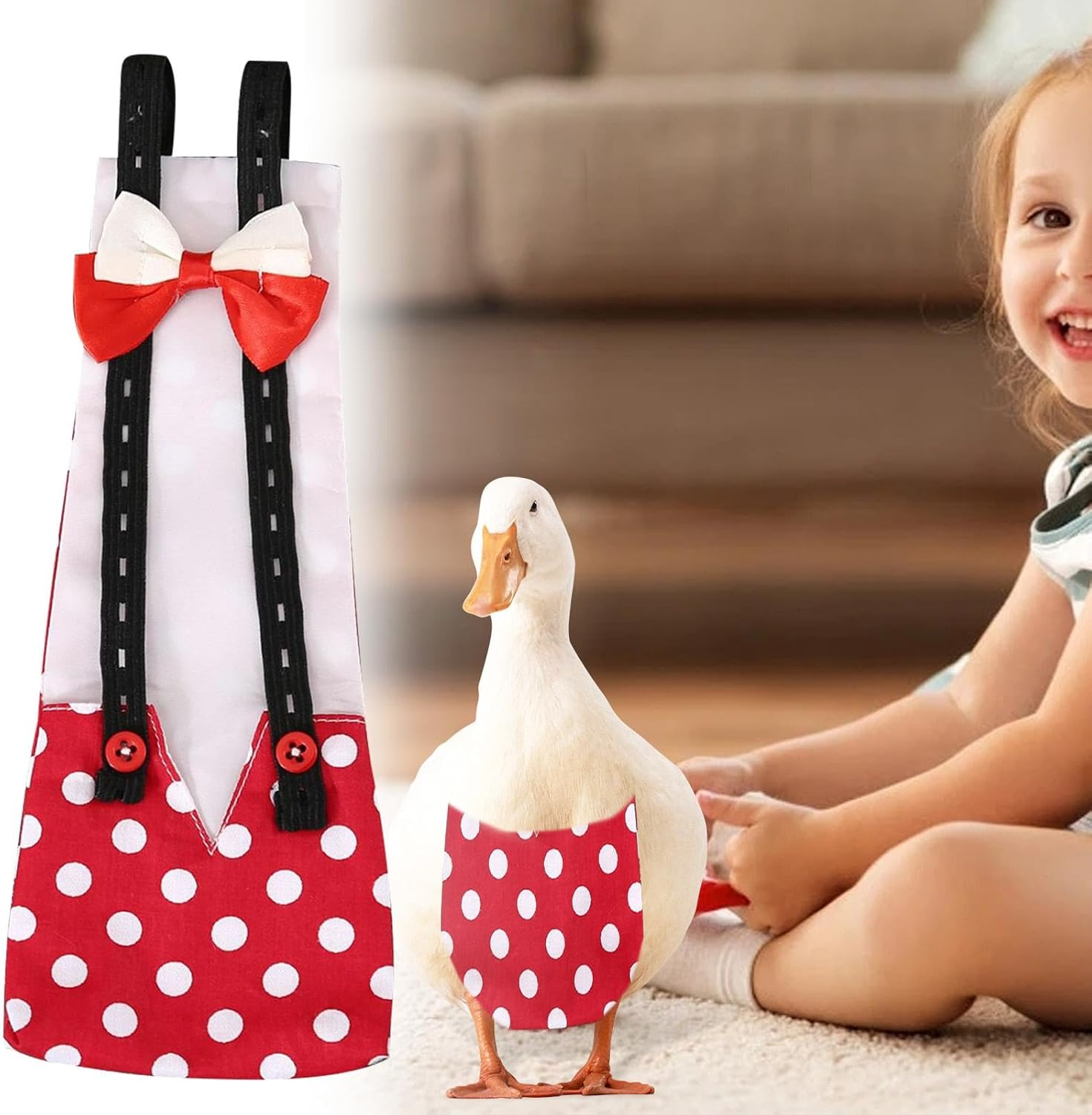 Chicken Diapers | Washable Chicken Diaper | Reusable Duck Diapers with Bow Ties, Washable Printed Fabric Pet Poultry Nappies Supplies