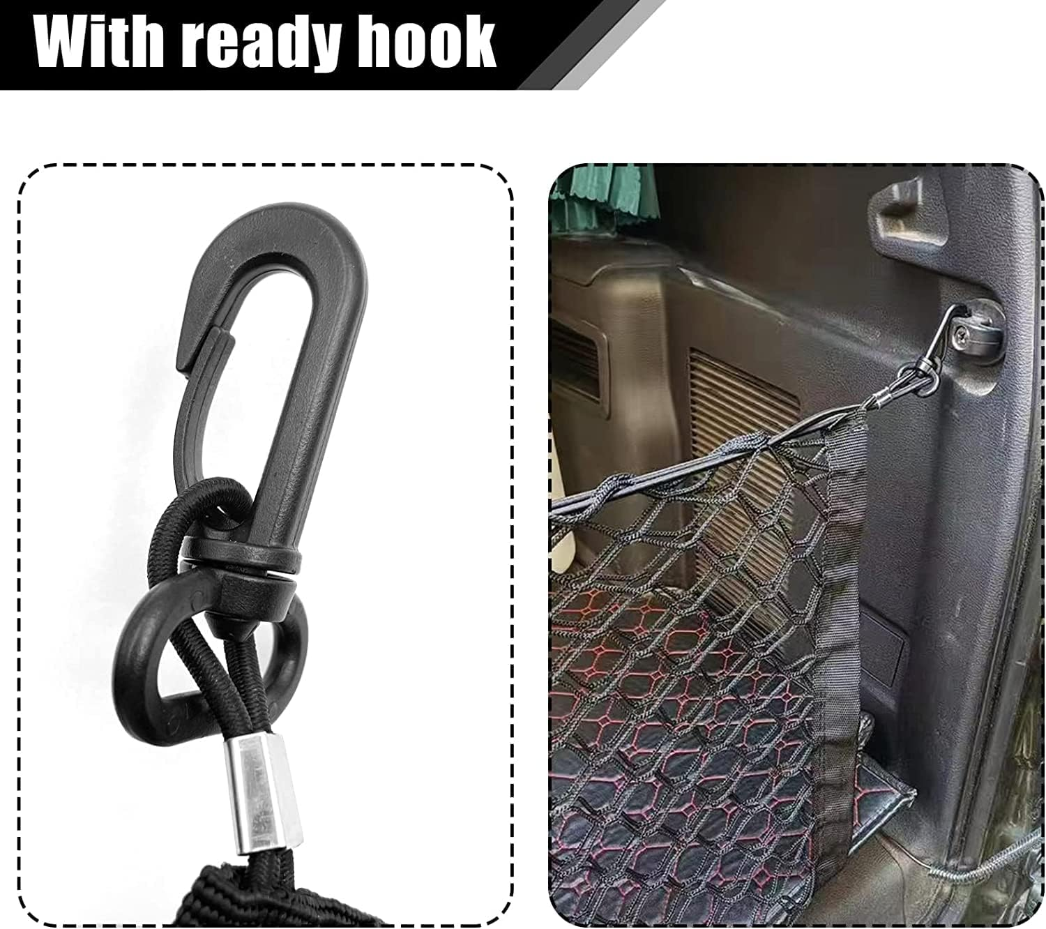 Car Rear Cargo Net, Heavy Duty Cargo Net Stretchable, Adjustable Elastic Storage Organizer Net, Trunk Cargo Storage Net with Hooks, Universal Fit for Car, Vehicle, SUV (35.4"X15.8") image number 1