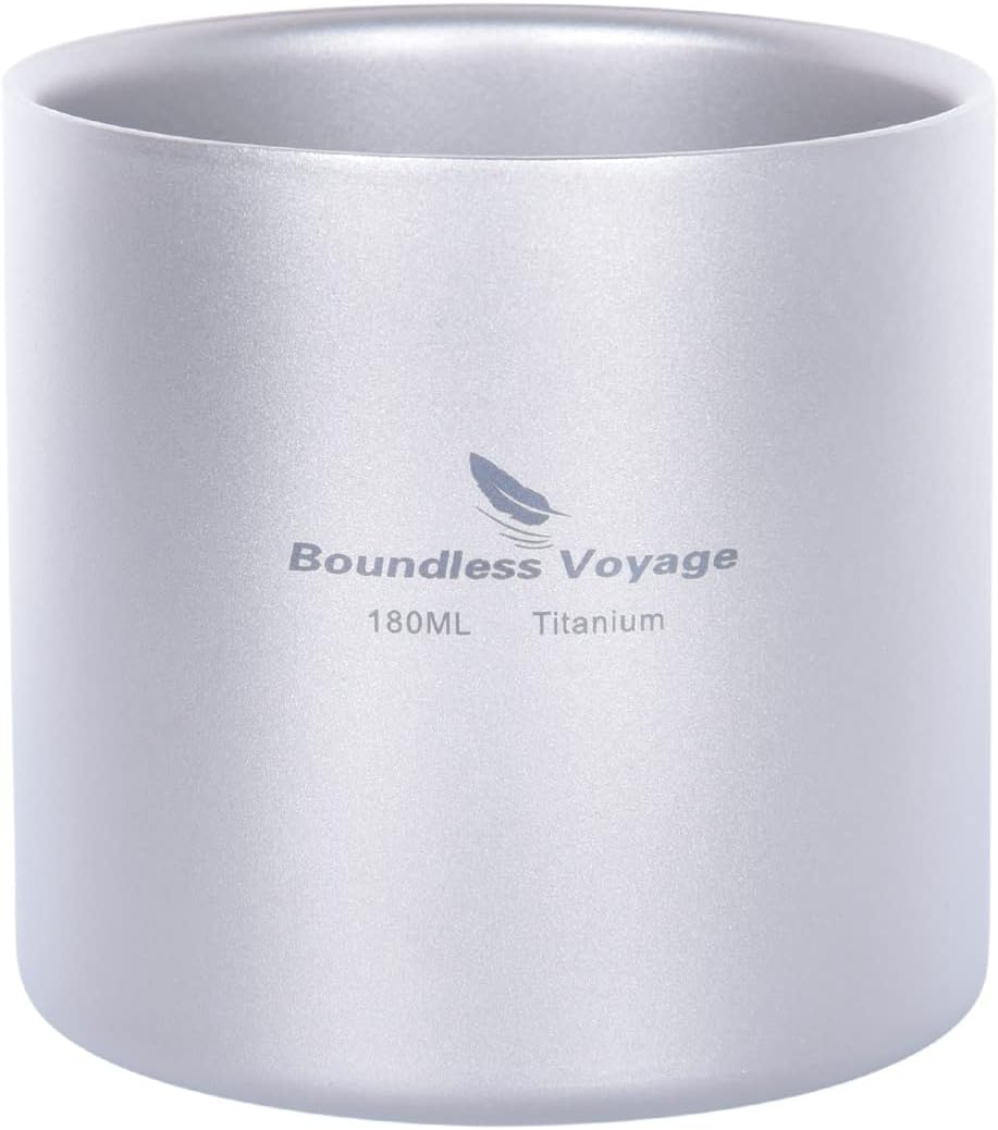 Boundless Voyage Double Walled Titanium Cup Insulated Outdoor Camping Mug Tableware 120Ml 180Ml 300Ml (Ti15152B (120Ml))