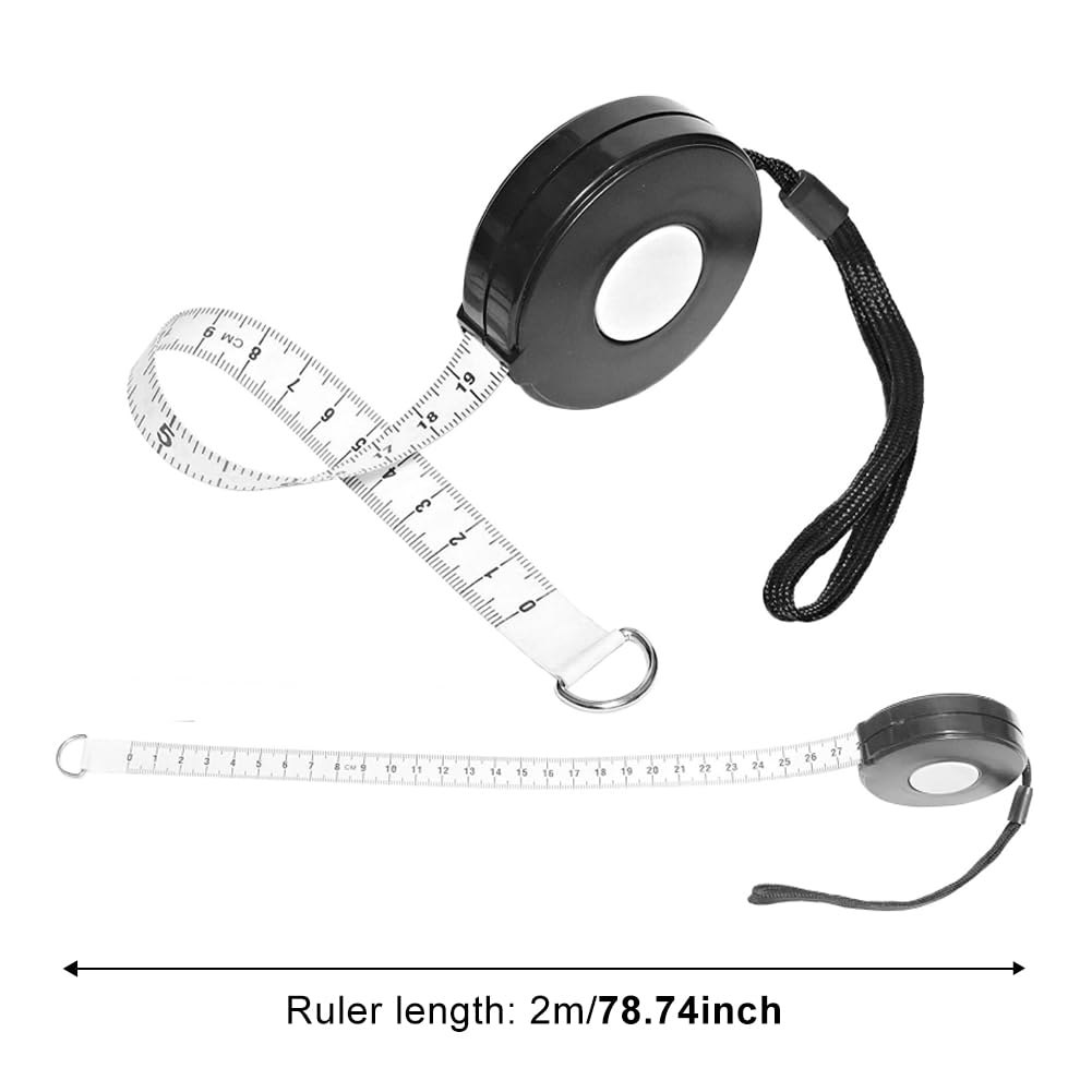 Retractable Soft Measuring Tape, 205Cm/80In Dual-Sided Tape Measure for Sewing, Tailoring Weight Loss, and Height Measurement, Black on White Scale image number 4