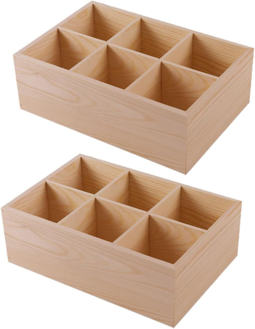 Tofficu 2Pcs Wooden Pencil Case Desk Organizer Storage Box for Stationery Wood Pen Holder Crayon Organizer for Office School image number 1