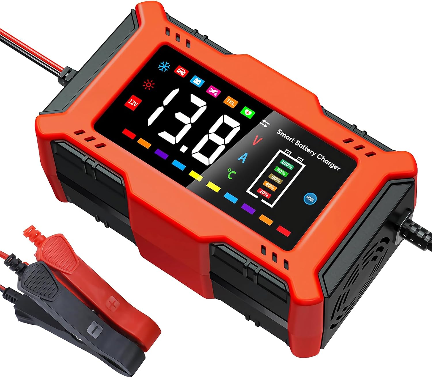 Augoing Battery Charger for 12V6A Lead Acid and 14.6V Lithium (Lifepo4) Battery, Automatic Car Battery Maintainer Trickle Charger and Desulfator with Temperature Compensation image number 3